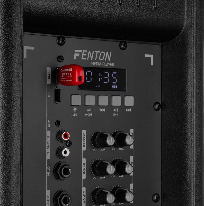 Produktbild Fenton Speaker Bluetooth - FT212LED MK2 karaoke box met LEDâ€™s, accu en microfoons - (Aktiv)