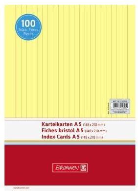 Produktbild Karteikarte DIN A5 quer liniert gelb 100 St./Pack. (A5, 180 g/m²)