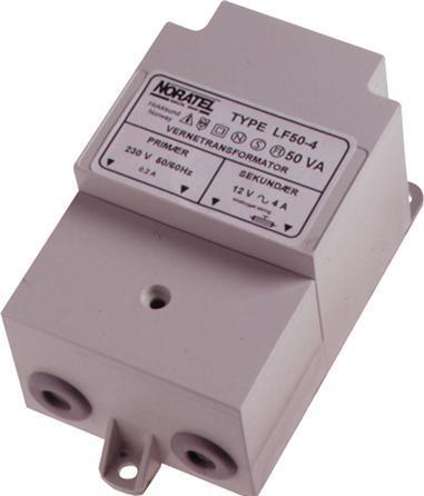 Noratel Sikkerhedstransformer, primaer 230 - 250V, sekundaer 24V, 105VA, 47-63Hz, LxWxH 92 x 113 x 83