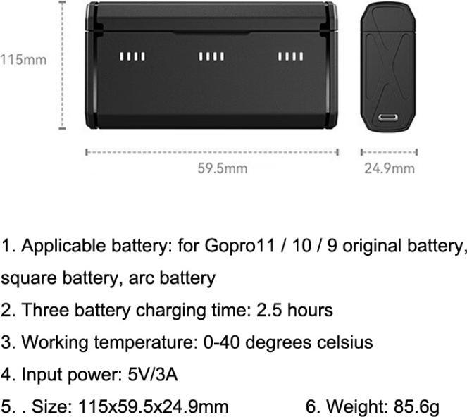 Actual product image Telesin Akku Ladestation (GoPro Hero 11, GoPro Hero 9, GoPro Hero 12, GoPro Hero 10)