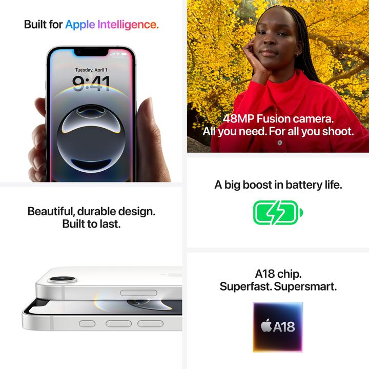 Produktbild Apple iPhone 16e (256 GB, White, 6.10", Dual SIM, 48 Mpx, 5G)