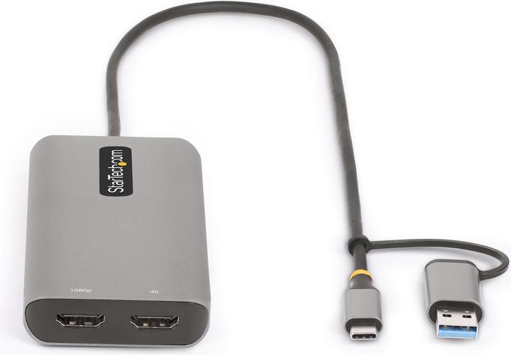 Produktbild StarTech COM USB-C & USB-A Multiport Adapter Dual HDMI 4K/1080p 3-Port USB Hub USB-C to A Dongle Min (USB-C, 3 Ports)