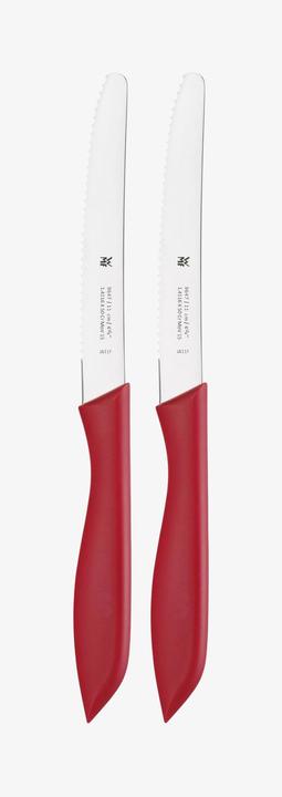 Produktbild WMF Brotzeitmesser Brötchenmesser Frühstücksmesser Set 2tlg 23cm Wellenschliff rot (11 cm)