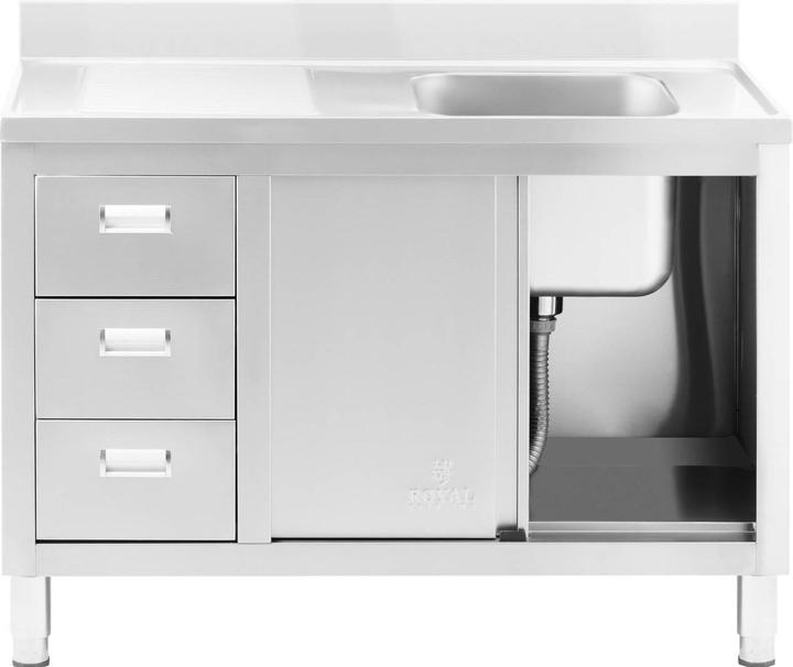 Produktbild Royal Catering Spülenschrank Spülenunterschrank Spülschrank Edelstahl Becken: 400x400x300 mm (Spülbecken Zubehör, 30 cm, 60 cm)