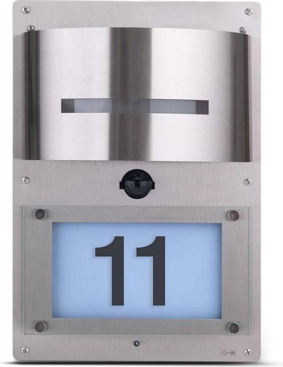 Actual product image Grafner Stainless Steel Wall Lamp with Motion Detector and House Number Light 88HN Luminaire (E27)