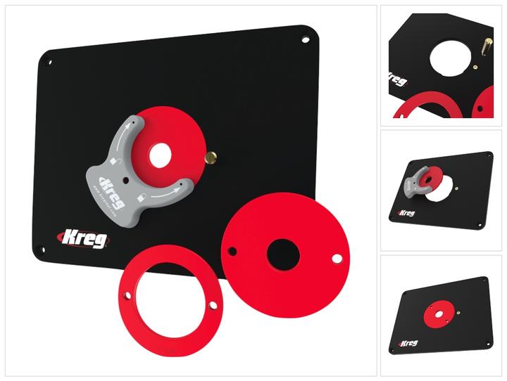 Produktbild Kreg PRS4038 FrÃ¤stisch Einlegeplatte 298 x 235 x 9 mm + 3x Reduzierring 25 mm / 30 mm / 67 mm