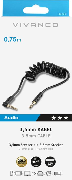 Actual product image Vivanco 3.5 mm-3.5 mm (0.75 m, 3.5mm jack (AUX))