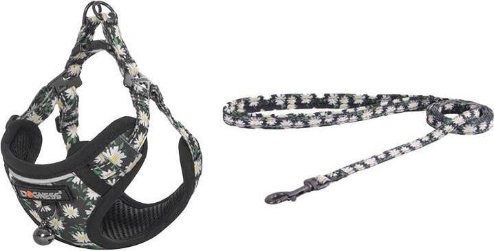 Dogness Set di pettorina e guinzaglio per gatti (Daisy Black) (Gatto, Generale)