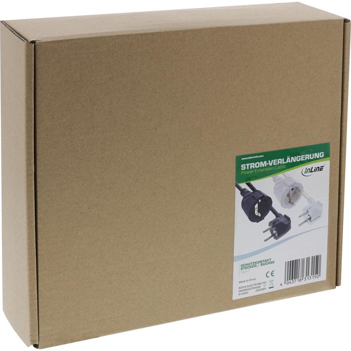 Actual product image InLine Power extension earth contact plug angled / socket, white, 15m (15 m, CEE 7/3)