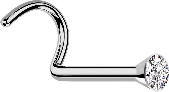 Produktbild Acha Direct Steriler Nasenstecker gebogen silber mit Kristall silber (Titan G23, ohne Messing)