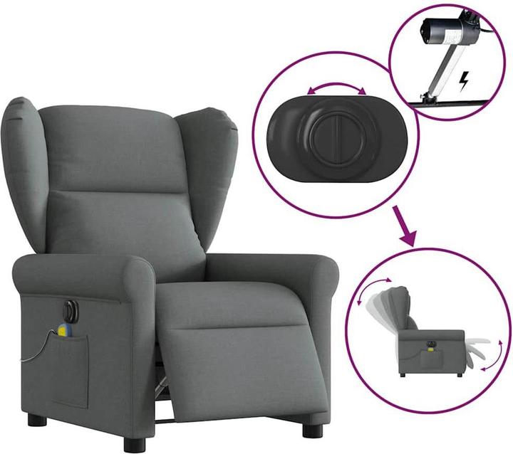 Immagine prodotto VidaXL Sedia da massaggio elettrica in tessuto grigio scuro