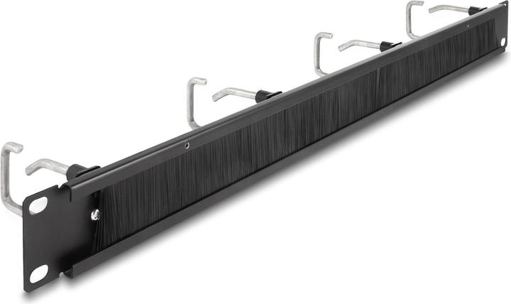Produktbild Delock 48,30cm (19") Kabelmanagement Bürstenleiste mit 4 Metallbügel 1 HE schwarz