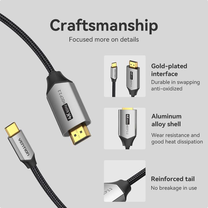 Produktbild Vention USB-C to HDMI Cable 2m CRBBH (Black) (2 m, HDMI)