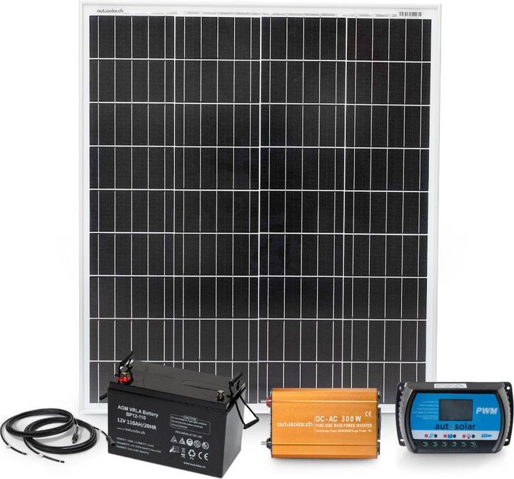 Produktbild Autosolar Solaranlage 100W mit 110Ah AGM-Batterie und 300W-Wechselrichter (100 W)
