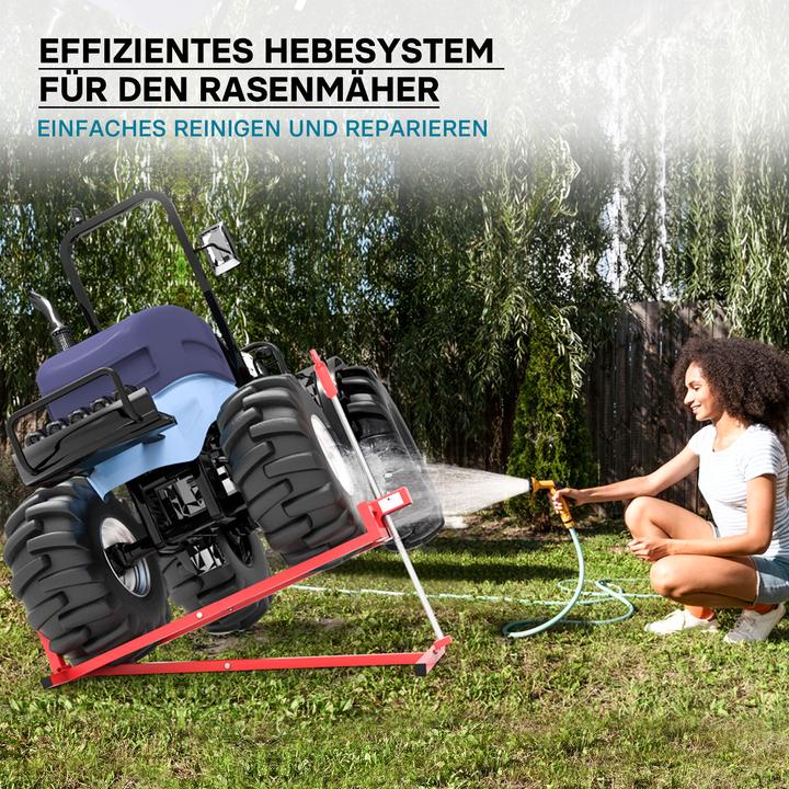 Actual product image Wiltec Lifting Device for Ride-on Mowers max 250kg incl. Adaptor, Lifter for Lawn Tractors, 35° Inclination (Lawn tractor, Garden machinery attachment)