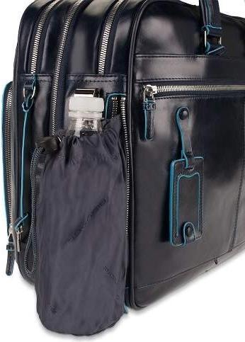 Actual product image Piquadro Blue Square - Leather laptop bag with iPad/iPad®Air compartment