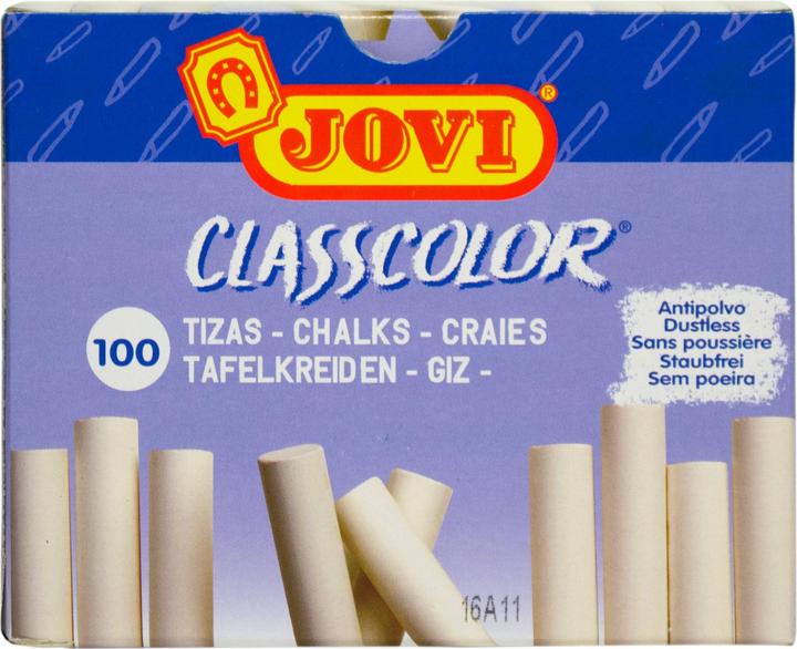 Jovi Craie pour tableau noir Classcolor, blanc, 100 pièces dans une boîte anti-poussière (Blanc, 100 x)