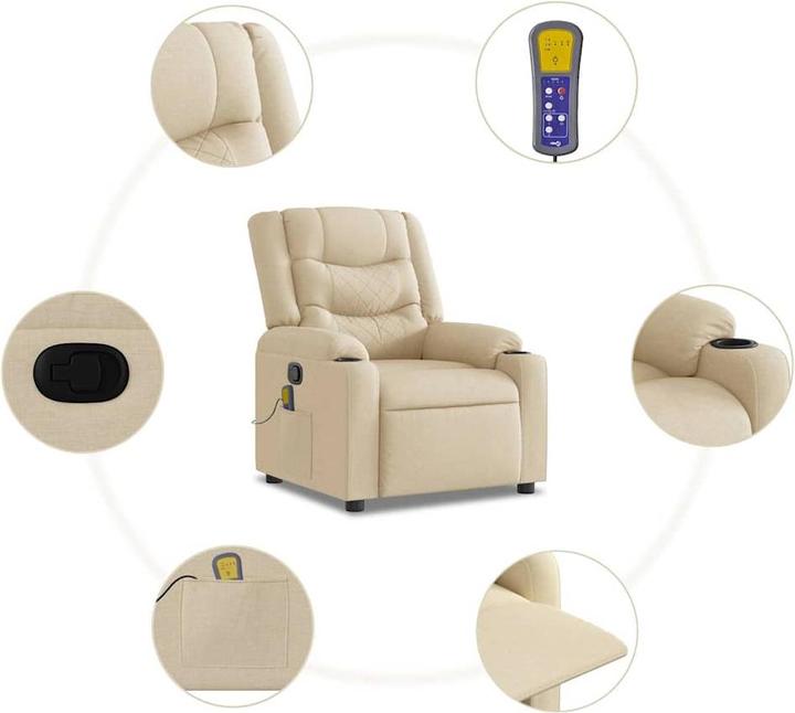 Produktbild VidaXL Massagesessel Creme Stoff
