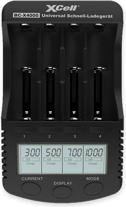 Produktbild XCell Schnell-Ladegerät BC-X4000 Digital LCD (1 Stk., 14500, 16340, 17500, 18490, 18500, 18650, 26500, 26650, Sub-C, AA, AAA, Ladegerät inkl. Akku)