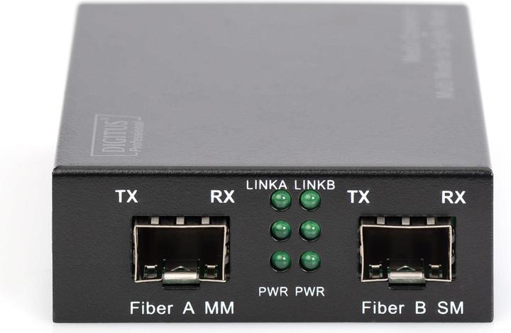 Produktbild Digitus Gigabit Multimode zu Singlemode Medien Konverter SFP zu SFP 155Mbps 1.25Gbps 850nm 1310nm MM 1310...