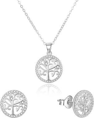Beneto Silver jewelry set tree of life AGSET213R (necklace, earrings with stud)
