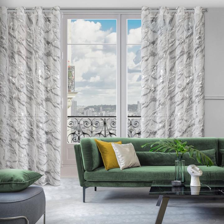 Immagine prodotto Eurofirany Tenda in tessuto leggero con motivo marmo argento, bianco, color argento, 140 x 270 cm, (140 x 270 cm)
