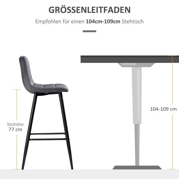 Produktbild Swisshandel24 2er-Set Barhocker mit Lehne Küchenstuhl Barstuhl Tresenhocker-Set mit Stahlbeinen Grau