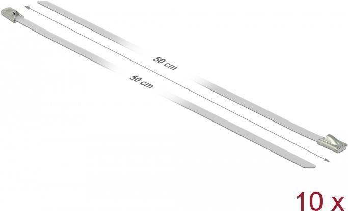 Produktbild Delock Edelstahlkabelbinder 500x4,6 10 Stk. (Metallkabelbinder, 500 mm, 10 Stk.)