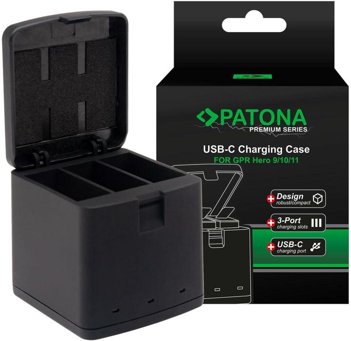 Actual product image Patona Batteries Replacement Triple Charger USB (GoPro Hero 9, Hero 11, Hero 10, Hero 12)