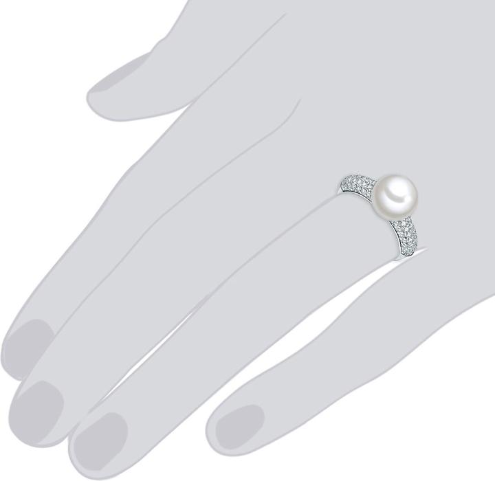 Actual product image Lulu & Jane Ladies brass cubic zirconia shell pearl silver - 29447 (56)