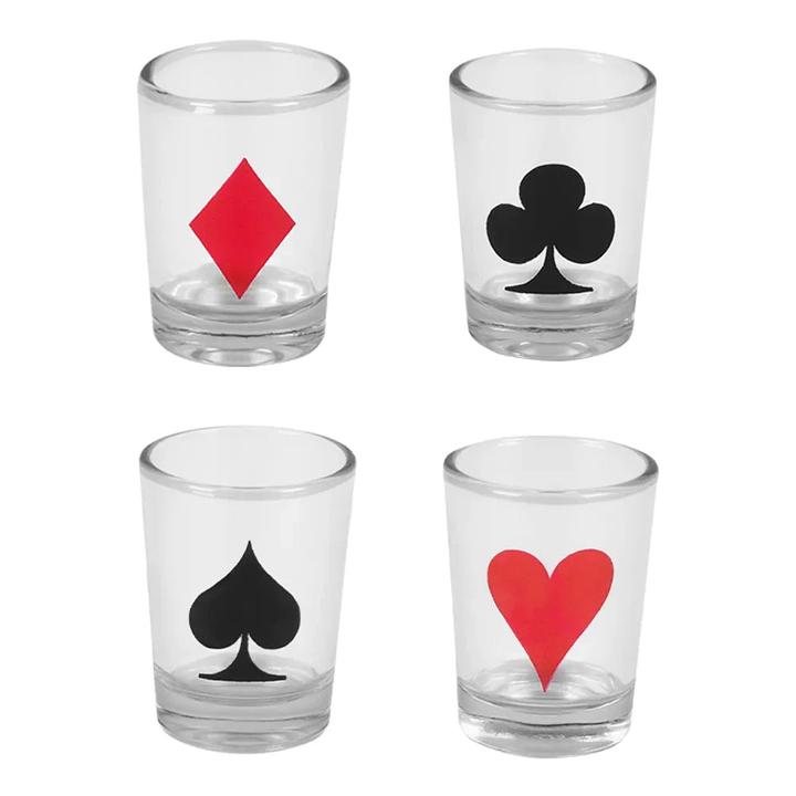 Produktbild Boland Trinkspiel Drinking Poker 120 Pokerchips, 1 Satz Spielkarten, 4 Glas-Schnapsgläser