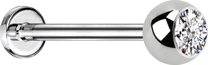 Produktbild Star Piercing Micro Threadless Labret silber mit Kugel Kristall silber (Chirurgenstahl 316L, ohne Messing)