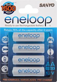 Sanyo Eneloop HR-3UTGA, Mignon AA NiMH 2000mAh, confezione da 4 (AA)