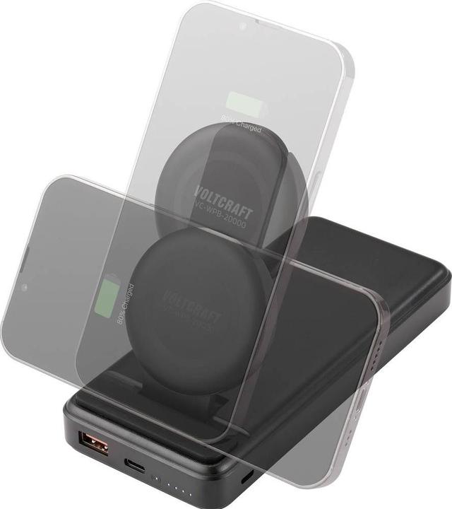 Produktbild Voltcraft VC-WPB-20000 Powerbank 20000 mAh Qi Wireless Charging, Power Delivery Li-Ion Schwarz Stat (20000 mAh)