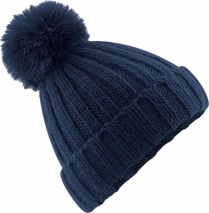 Immagine prodotto Beechfield Cappello in maglia Verbier per adulti con pompon di pelliccia sintetica (Taglia unica)