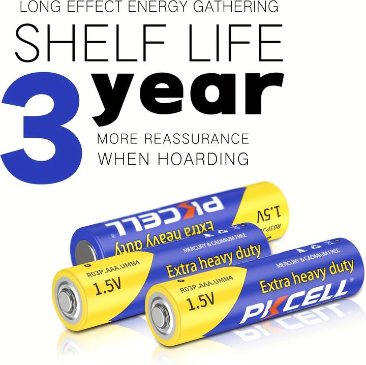 Produktbild Pkcell 40er Pack AAA 1,5V Zink-Kohle Batterien nicht wiederaufladbar (40 Stk., AAA)