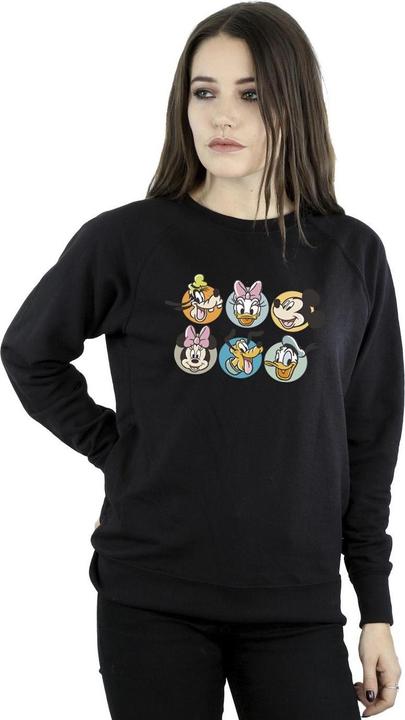 Actual product image Disney Womens/Ladies Mickey Mouse And Friends Faces Sweatshirt (L)