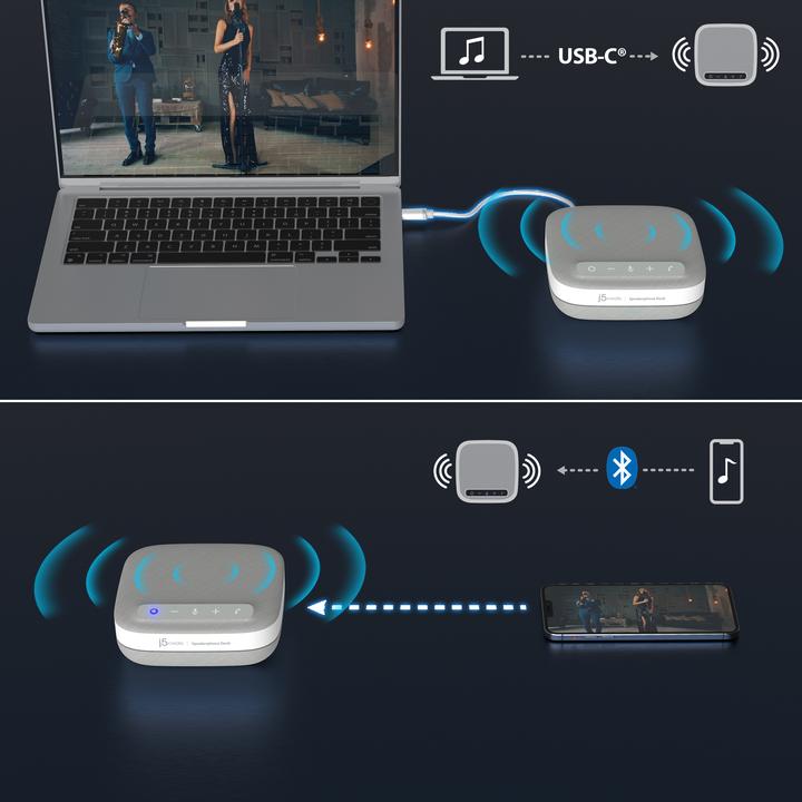 Image du produit j5Create Station d’accueil avec enceinte USB-C 4K, Avec fil, USB 3.2 Gen 1 (3.1 Gen 1) Type-C, 100 W