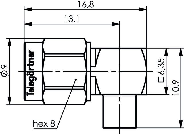 Actual product image Telegärtner Coax SMA cable angle connector G11 Cable group: G11 (UT-85) (Antenna cable)