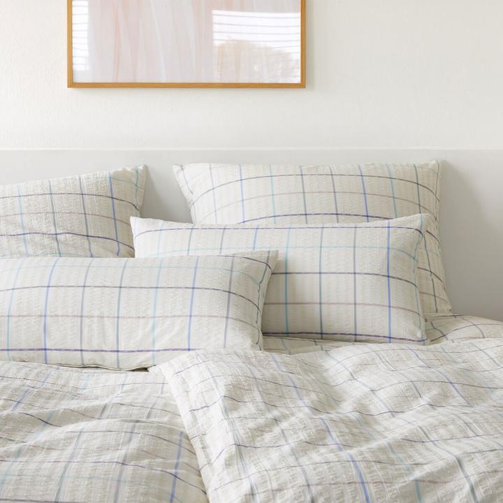 Produktbild Elegante Web-Seersucker Bettwäsche Trondheim multi blau (Bettwäsche Set, 160x210 cm + 65x100 cm)