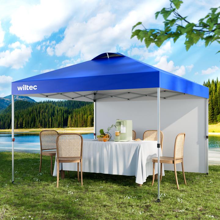 Actual product image Wiltec Pop up gazebo 3x3m blue side section wheels garden gazebo folding gazebo (300 cm, 300 cm)