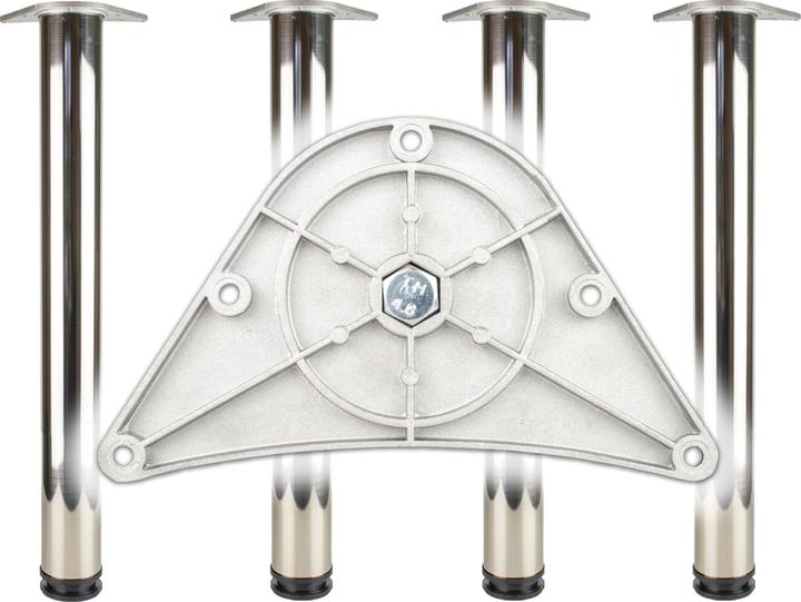 Produktbild BMB Tischbein-Set Chrom poliert 80 mm Höhe 710 mm Platten-Befestigung