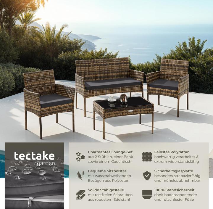 Actual product image tectake Rattan garden set Palese for 4 people