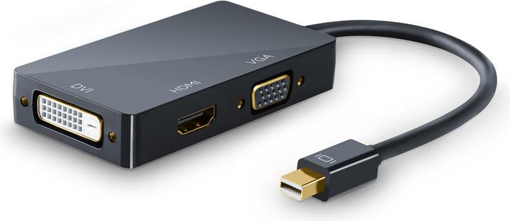 Produktbild CSL 3in1 Mini DisplayPort zu HDMI, DVI, VGA Adapter Konverter, miniDP 1.2 4k 3840x2160 UHD 2160p, 0,15m (HDMI, DVI, VGA, 16 cm)