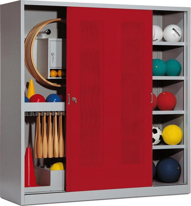 Produktbild C+P Sportgeräteschrank (HxBxT: 195x190x60 cm, mit Lochblech-Schiebetüren, Typ 5)