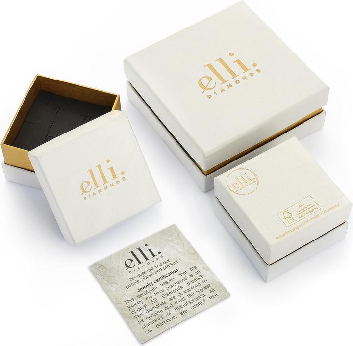 Actual product image Elli DIAMONDS Ring Diamond (0.06 ct) Solitaire Band Ring 585 White Gold (58, 950 Palladium)