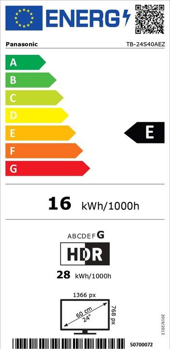 Energy Label Panasonic TB-24S40AEZ (24", LCD, WXGA, 2024)