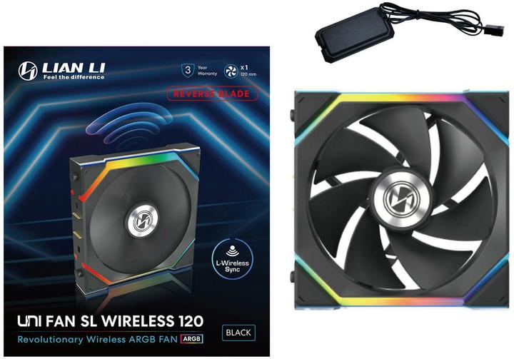 Produktbild Lian-Li UNI FAN SL Wireless ARGB PWM Lüfter - Reverse Blade, 120 mm, schwarz (120 mm, 1 x)