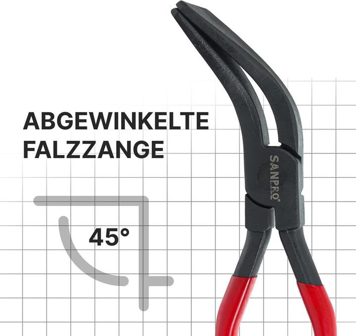 Image du produit Sanpro Pince à sertir / Pince à carrosseries - courbe 45 degrés (260 mm)