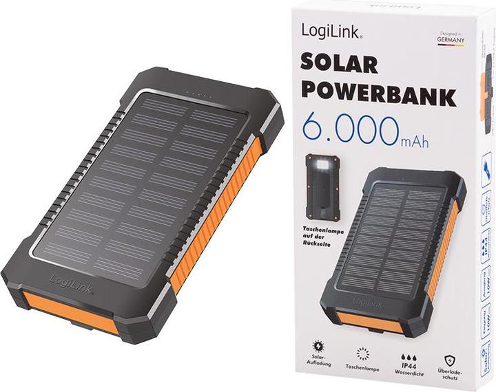 Produktbild LogiLink Solar-Powerbank (8000 mAh, 10 W, 29.60 Wh)